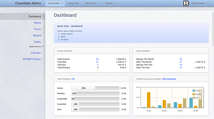 CleanSlate - HTML5+CSS3 Admin Template